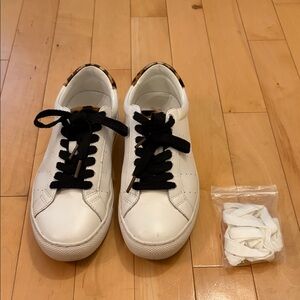 HOLIDAY SALE. J. Crew Saturday Sneakers - white leather with leopard calf hair